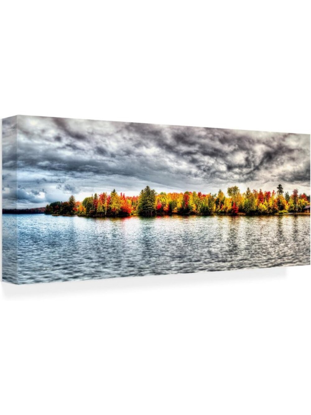 Stunning Fall Colors Canvas Art - Adirondack Landscape Wall Decor 14x32